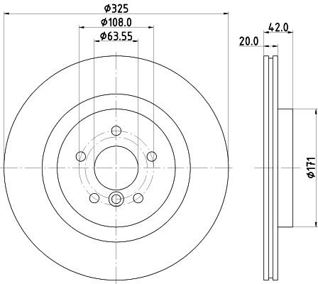 MINTEX MDC2964C: Stabdžių diskas Ø: 325mm, vidinis ventiliavimas, Ø: 325mm, padengta, be rato stebulės, be rato guolio, be rato tvirtinimo smeigių