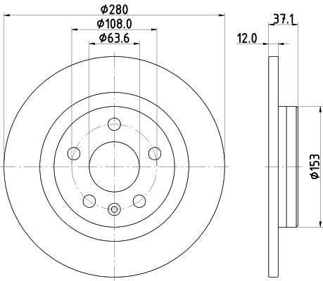 MINTEX MDC2983C: Piduriketas Ø: 280mm, täis, Ø: 280mm, kaetud, ilma rattakeskmeta, ilma rattalaagrita, ilma rattakinnituspoltideta
