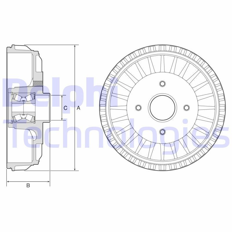 DELPHI BFR768: Piduritrummel 262mm, koos rattalaagriga