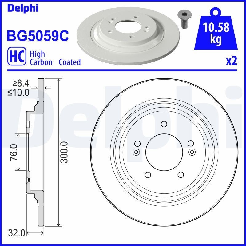 DELPHI BG5059C: Piduriketas Ø: 300mm, täis, Ø: 300mm, kaetud