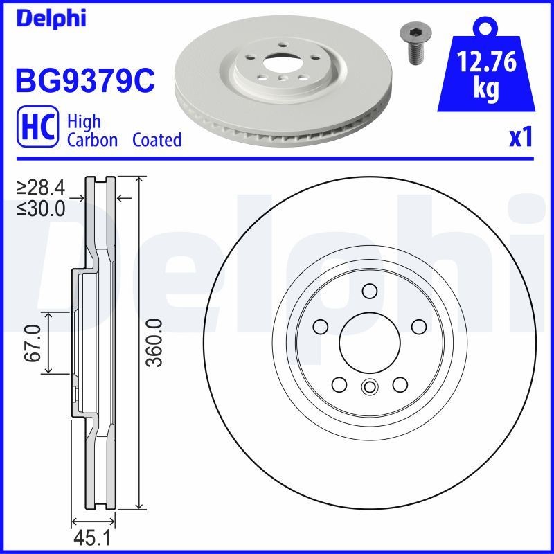 DELPHI BG9379C: Piduriketas Ø: 360mm, õhutusega, Ø: 360mm, kaetud