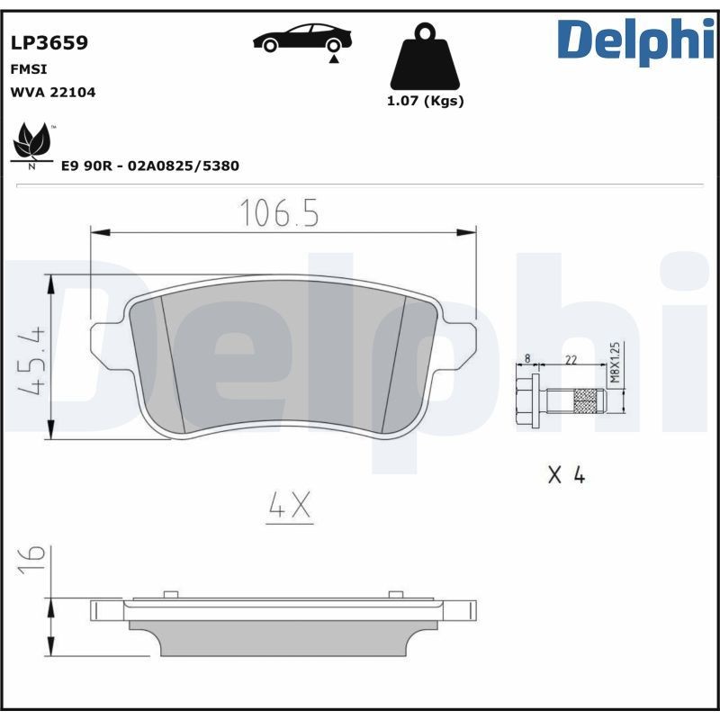 DELPHI LP3659: Kit pastiglie freni con accessori, con lamierino anticigolío