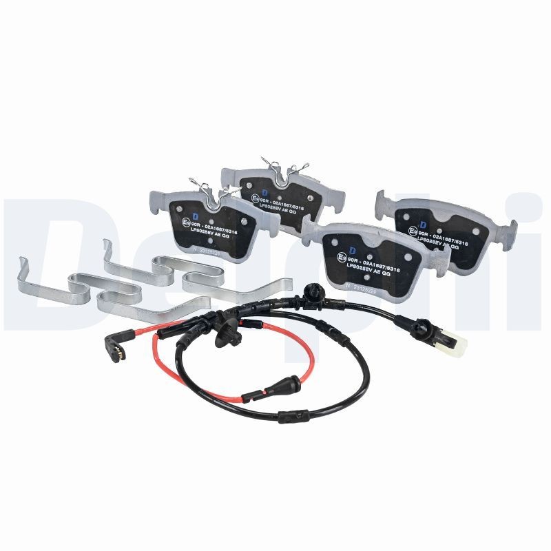 DELPHI LP5025EV: Kit pastiglie freni con accessori, con lamierino anticigolío
