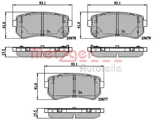 METZGER 1170886: Plăcuțe de frână puntea spate, cu tabla anti scartait