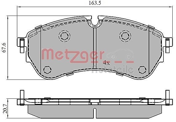 METZGER 1170906: Plăcuțe de frână GREENPARTS cu tabla anti scartait, cu suruburi etrier