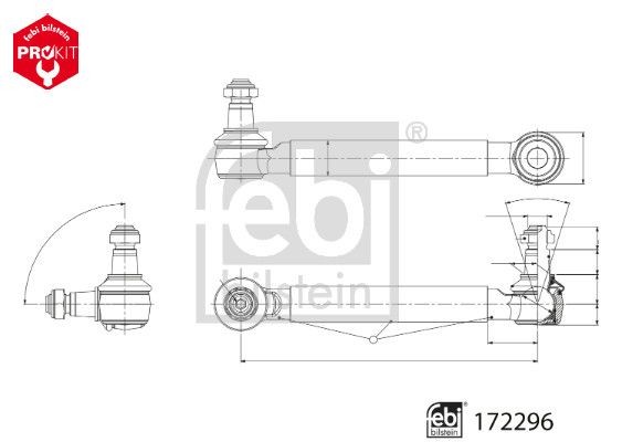 FEBI BILSTEIN 172296: Biellette de barre stabilisatrice ProKit Essieu arrière gauche, 300mm, avec écrous, avec écrou