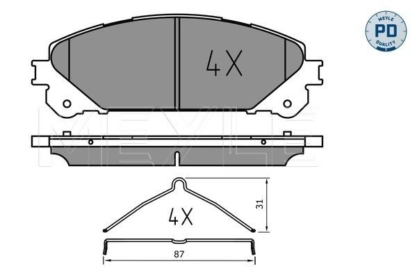 MEYLE 025 244 5218/PD: Piduriklotsid MEYLE-PD: Advanced performance and design. Esisild, koos kokkusurumisvastase plekiga