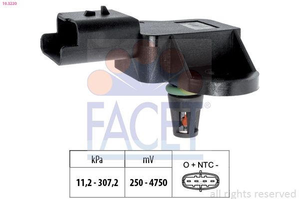 FACET 10.3220: Andur, kompressorirõhk Made in Italy - OE Equivalent