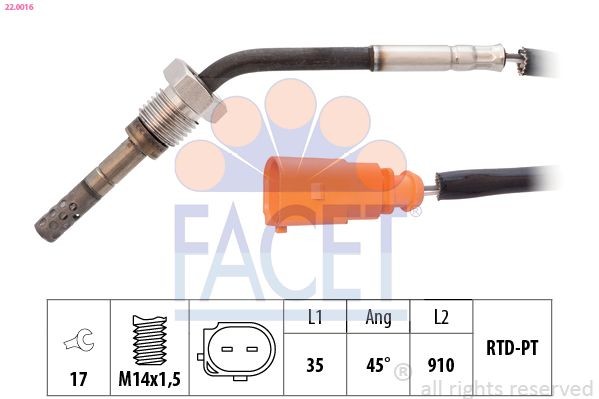 FACET 22.0016: Senzor, temperatura gaze evacuare Made in Italy - OE Equivalent