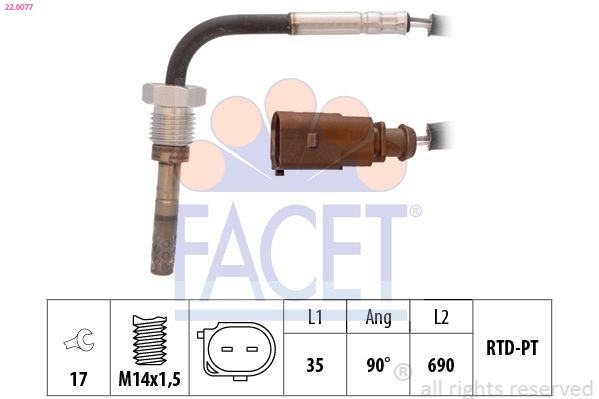 FACET 22.0077: Senzor, temperatura gaze evacuare Made in Italy - OE Equivalent