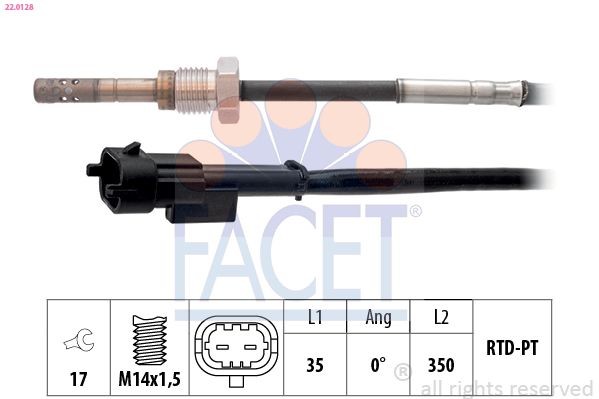 FACET 22.0128: Jutiklis, išmetamųjų dujų temperatūra Made in Italy - OE Equivalent
