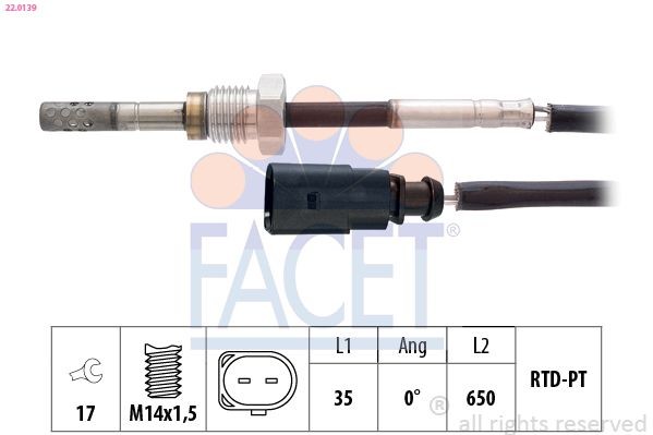 FACET 22.0139: Sensor, temp. gas escape Made in Italy - OE Equivalent