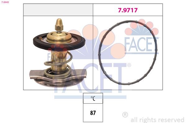 FACET 7.8442: Termostatas, aušinimo skystis Made in Italy - OE Equivalent 87°C