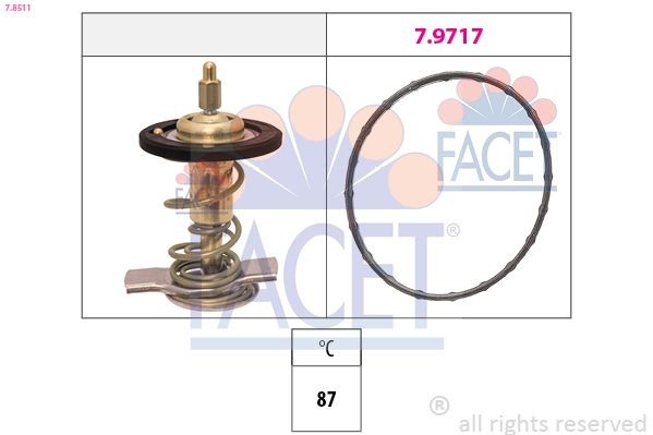 FACET 7.8511: Termostat, lichid racire Made in Italy - OE Equivalent 87°C