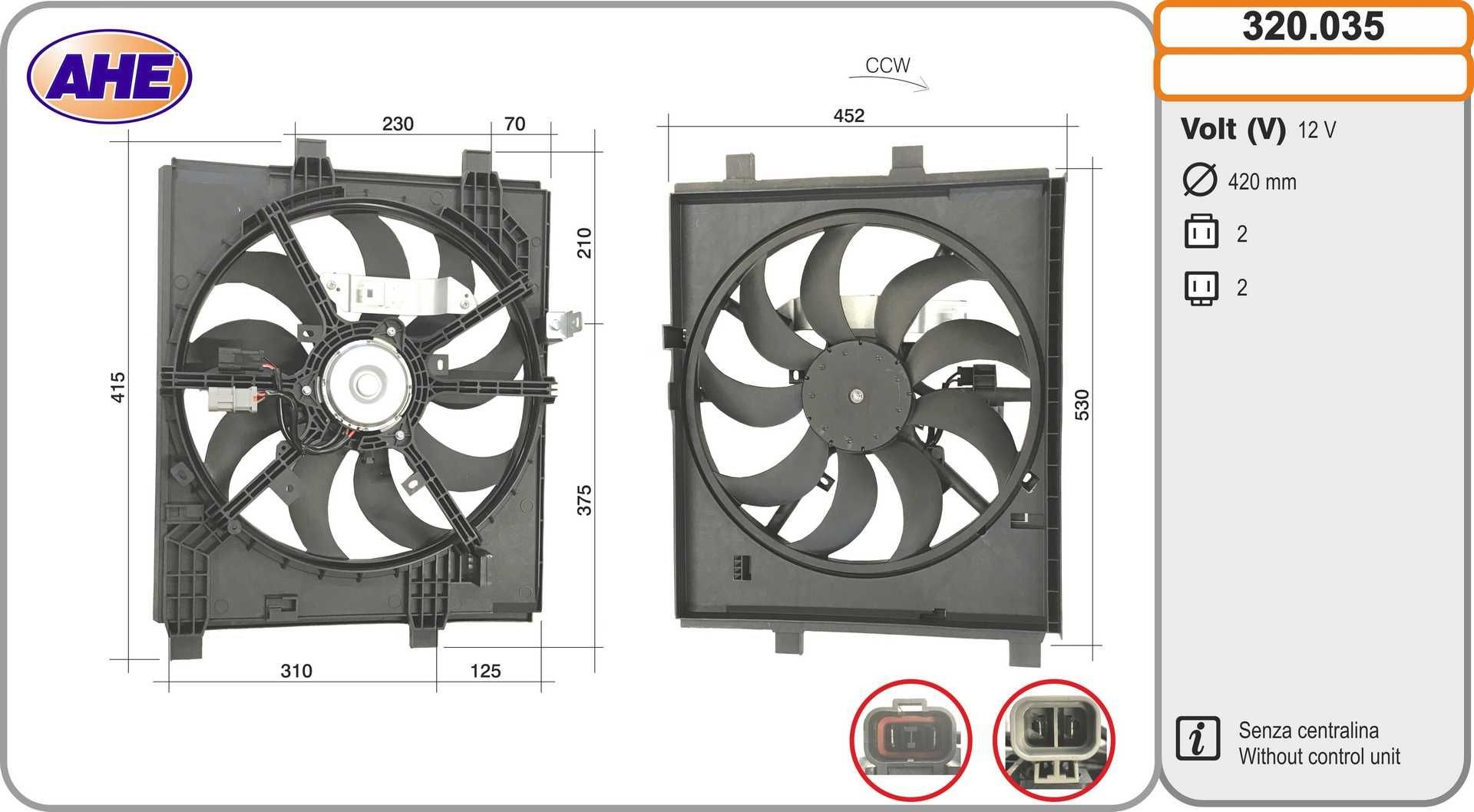 AHE 320.035: Ventilátor chladenia motora