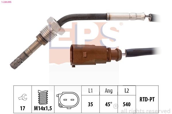 EPS 1.220.095: Jutiklis, išmetamųjų dujų temperatūra Made in Italy - OE Equivalent
