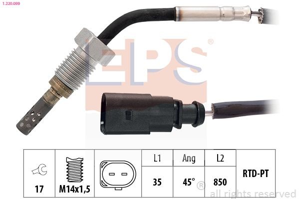 EPS 1.220.099: Jutiklis, išmetamųjų dujų temperatūra Made in Italy - OE Equivalent