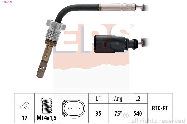 EPS 1.220.162: Jutiklis, išmetamųjų dujų temperatūra Made in Italy - OE Equivalent