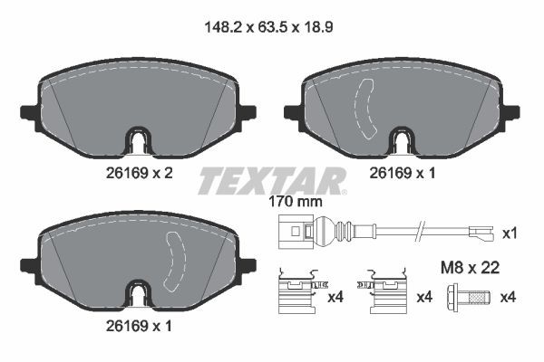 TEXTAR 2616901: Piduriklotsid koos lisadega, koos pidurisadula kruvidega