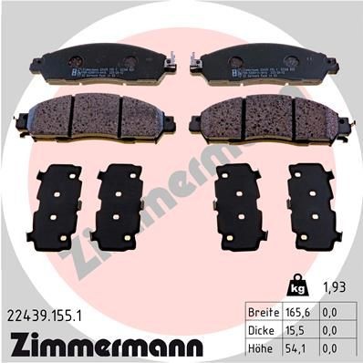 ZIMMERMANN 22439.155.1: Piduriklotsid Foto vastab tarnekomplektile