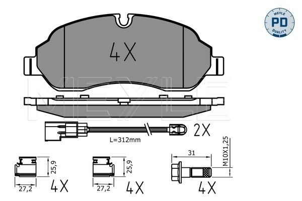 MEYLE 025 220 3417/PD: Piduriklotsid MEYLE-PD: Advanced performance and design. Esisild, koos kokkusurumisvastase plekiga