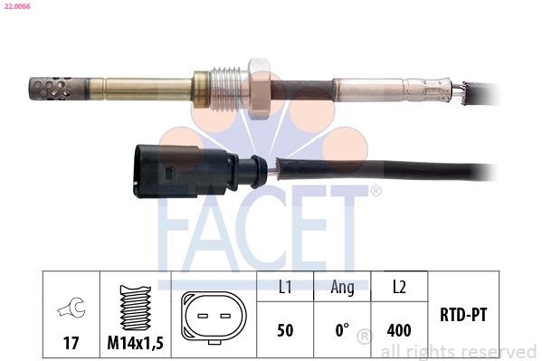 FACET 22.0066: Senzor, temperatura gaze evacuare Made in Italy - OE Equivalent