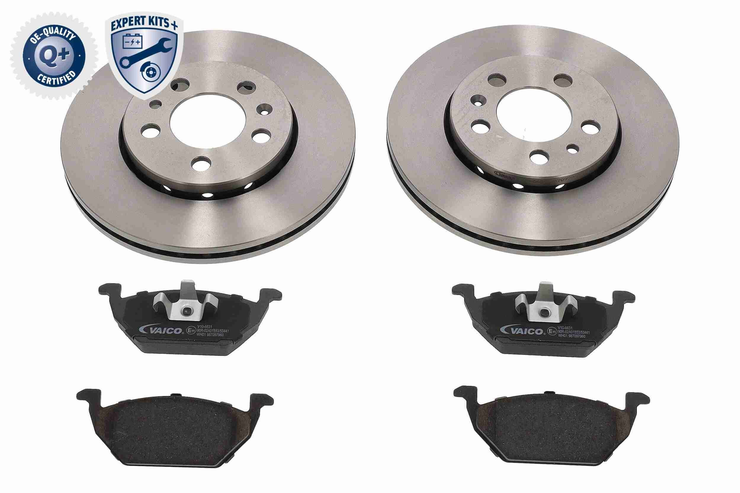 VAICO V10-6631: Pidurikomplekt, ketaspidur EXPERT KITS + Esisild, Ø: 256mm, sisemine õhutus, koos piduriklotsidega