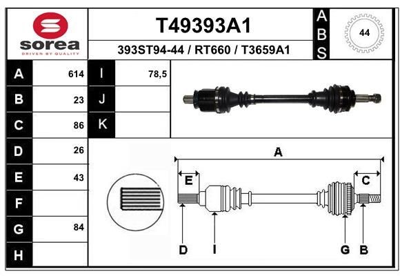 EAI T49393A1: Drivaxel 614mm