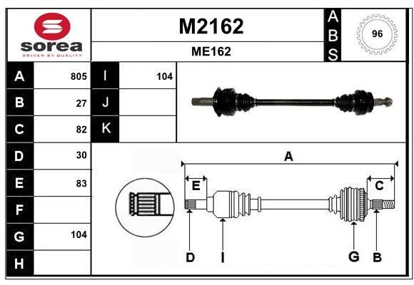 SNRA M2162: Piedziņas vārpsta 805mm