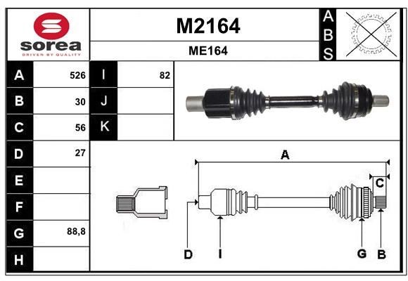 SNRA M2164: Arbre de transmission 526mm
