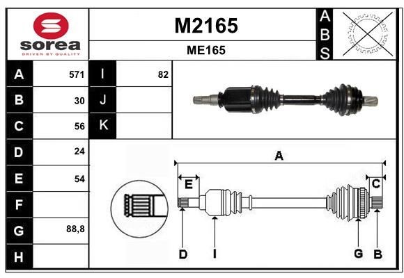 SNRA M2165: Arbre de transmission 571mm