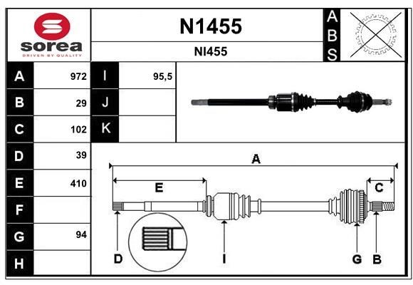 SNRA N1455: Pusašis 972mm