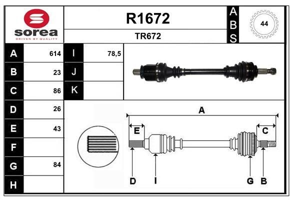 SNRA R1672: Drivaxel 614mm