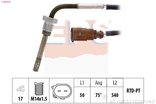 EPS 1.220.018: Sensor, temp. gas escape Made in Italy - OE Equivalent