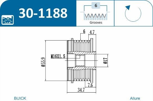 IJS GROUP 30-1188: Sistem roata libera, generator Technology & Quality, Made in Spain Pt. montaj necesita scula speciala