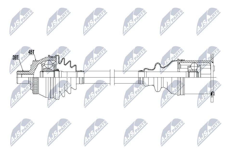 NTY NPW-AU-015: Drivaxel framaxel, framaxel vänster, framaxel höger, 525mm