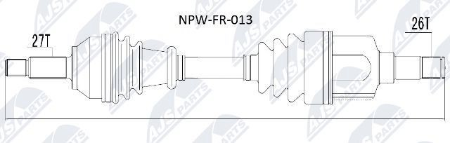 NTY NPW-FR-013: Veovõll esisild vasakul, 632mm