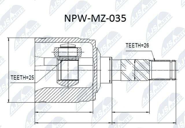 NTY NPW-MZ-035: Liigendlaager, veovõll kastipoolselt, esisild paremal