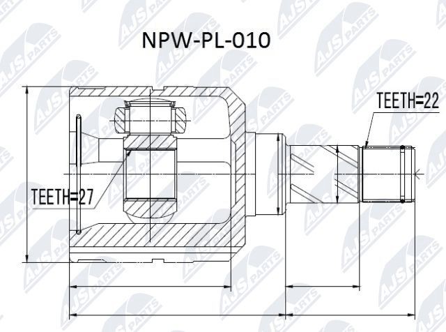 NTY NPW-PL-010: Liigendlaager, veovõll esisild vasakul, esisild paremal