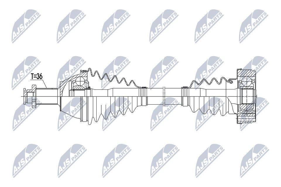 NTY NPW-VW-069: Pusašis priekinė ašis, kairė, 500mm