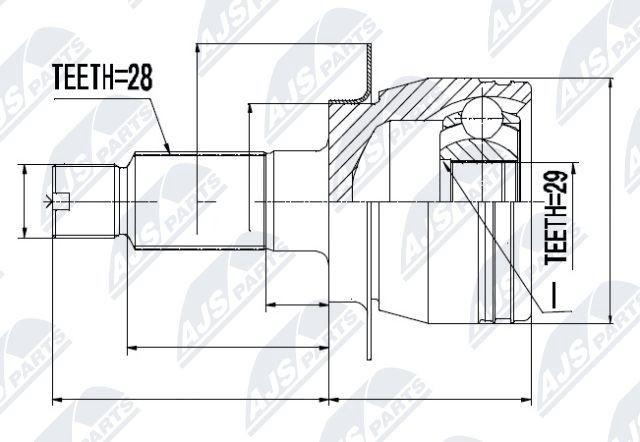 NTY NPZ-SU-026: Ledsats, drivaxel framaxel vänster, framaxel höger