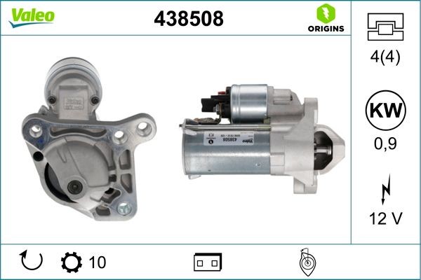 VALEO 438508: Starter VALEO ORIGINS NEW OE TECHNOLOGY 0,9kW