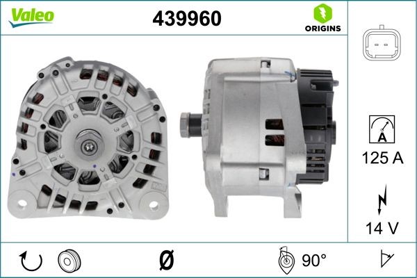 VALEO 439960: Kintamosios srovės generatorius VALEO ORIGINS NEW OE TECHNOLOGY 125A