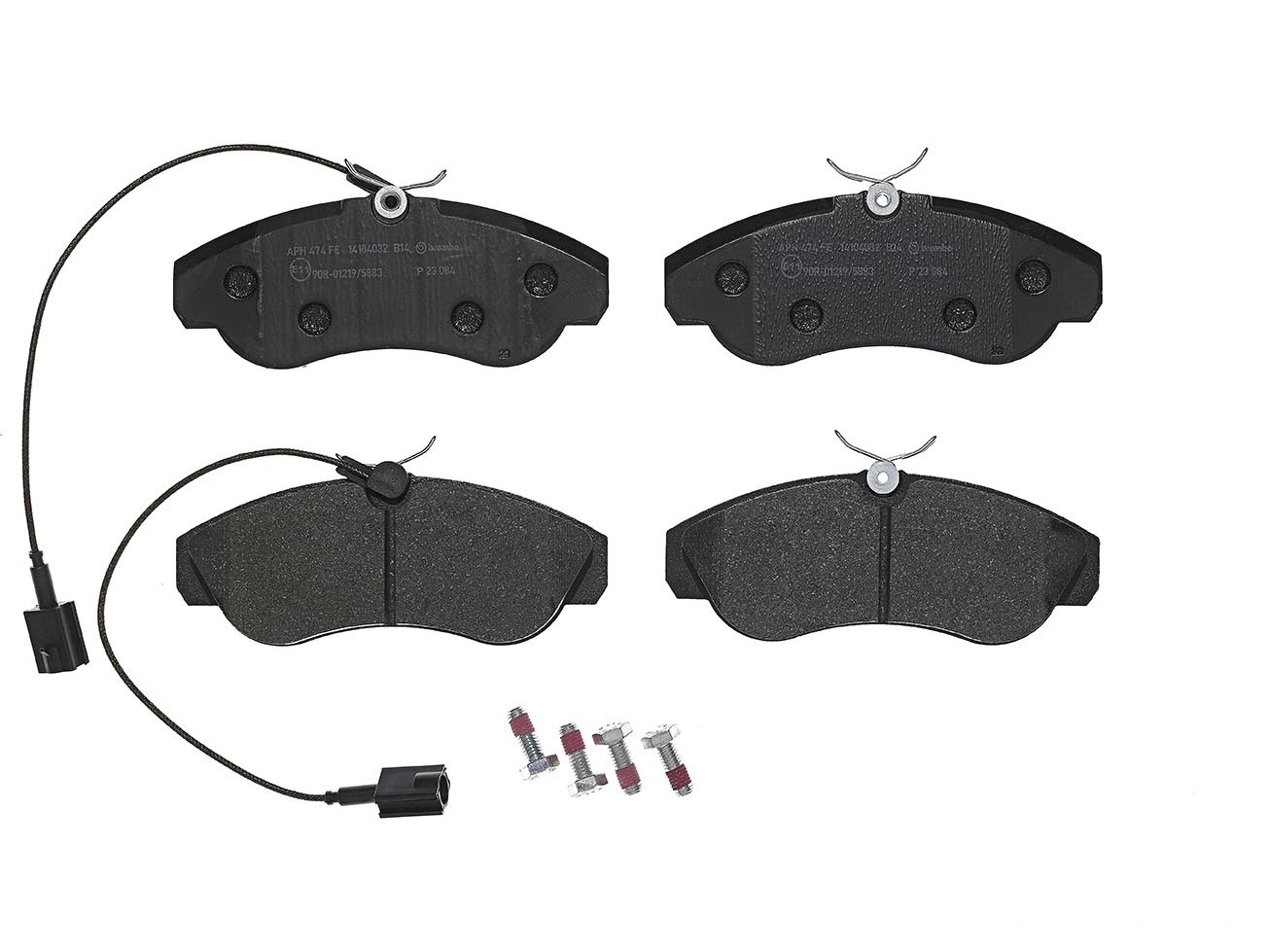 BREMBO P 23 084: Plăcuțe de frână PRIME LINE cu acceasorii, cu suruburi etrier, cu tabla anti scartait