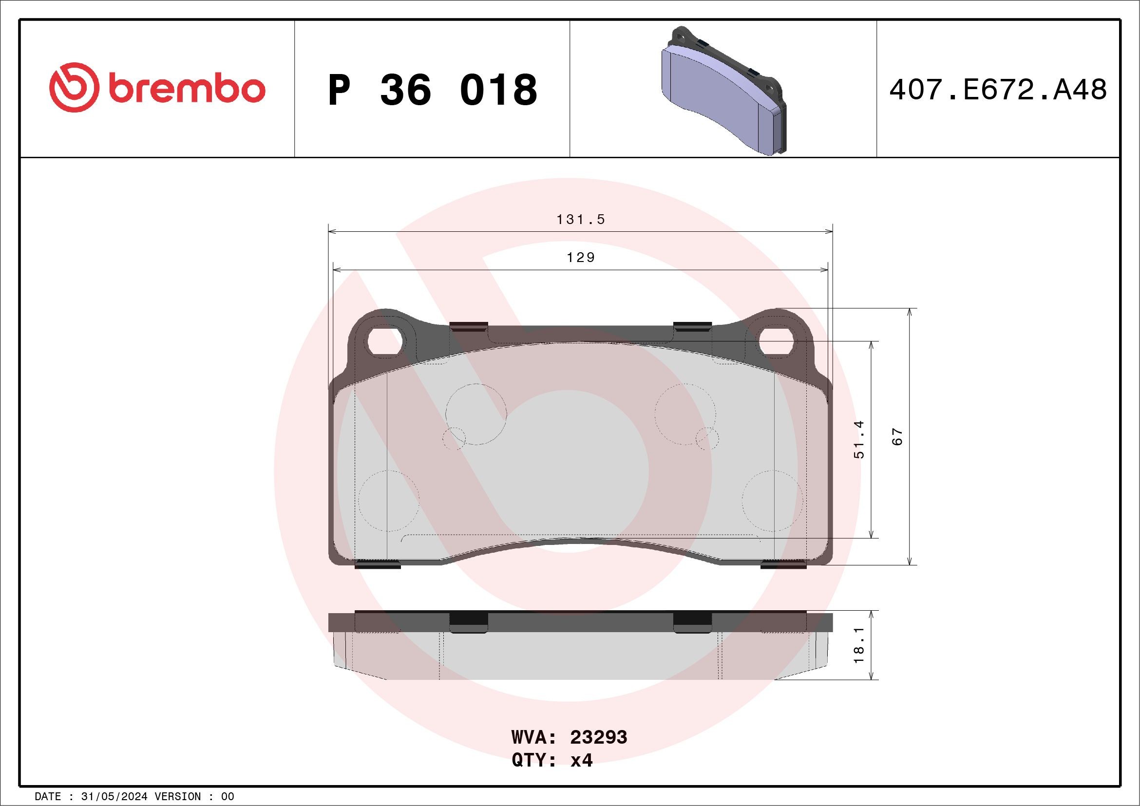 BREMBO P 36 018: Plăcuțe de frână PRIME LINE fara accesorii, cu tabla anti scartait