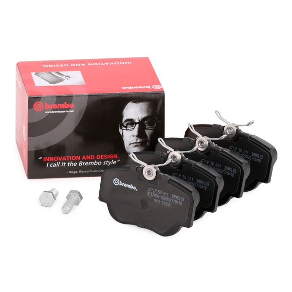 BREMBO P 50 011: Piduriklotsid PRIME LINE koos lisadega, koos pidurisadula kruvidega, koos kokkusurumisvastase plekiga