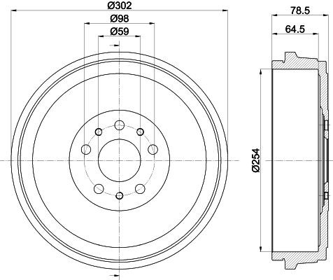 MINTEX MBD419: Tambur frana 302mm, fara butuc roata, fara rulment roata, fara suruburi de fixare roata