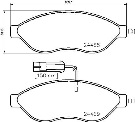 BREMBO P 61 090: Piduriklotsid PRIME LINE ilma lisavarustuseta, koos kokkusurumisvastase plekiga