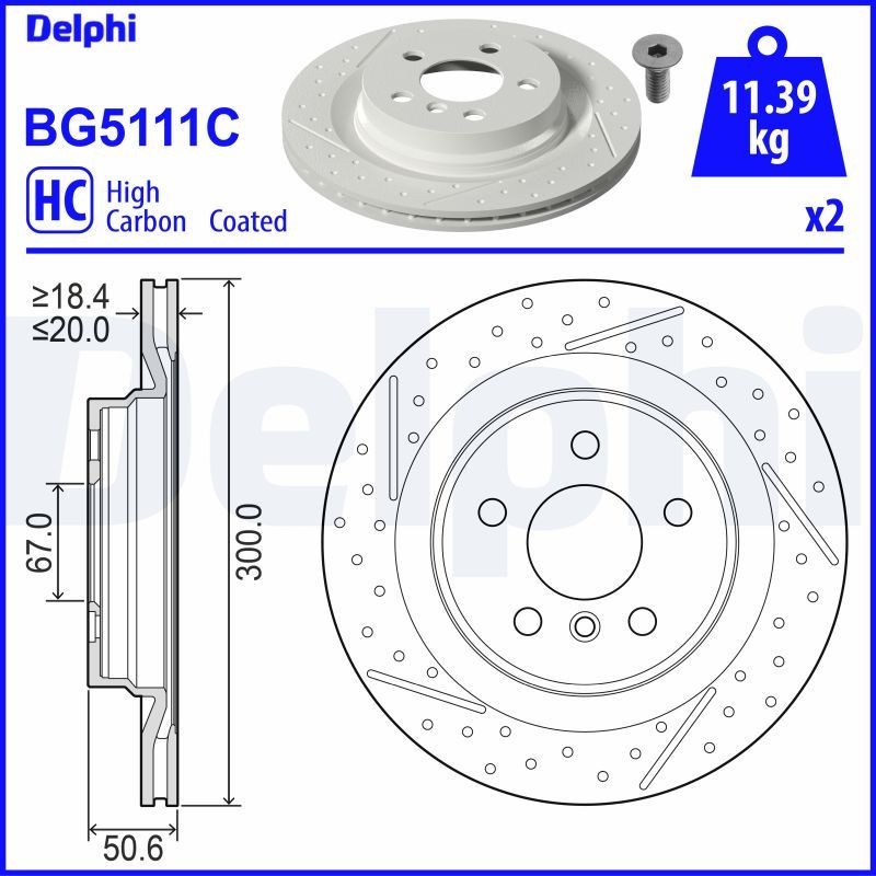 DELPHI BG5111C: Piduriketas Ø: 300mm, õhutusega, perforeeritud, piludega/augustatud, Ø: 300mm, kaetud