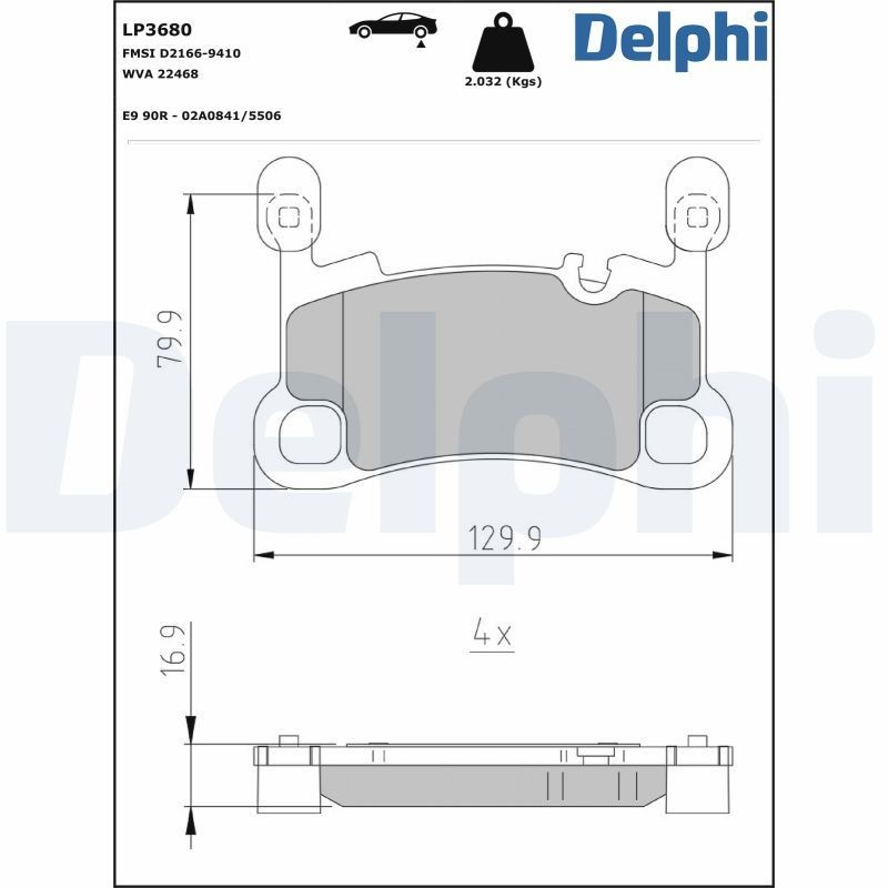 DELPHI LP3680: Piduriklotsid ilma lisavarustuseta, koos kokkusurumisvastase plekiga